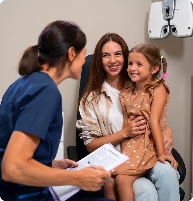Doctor with a mother and daughter